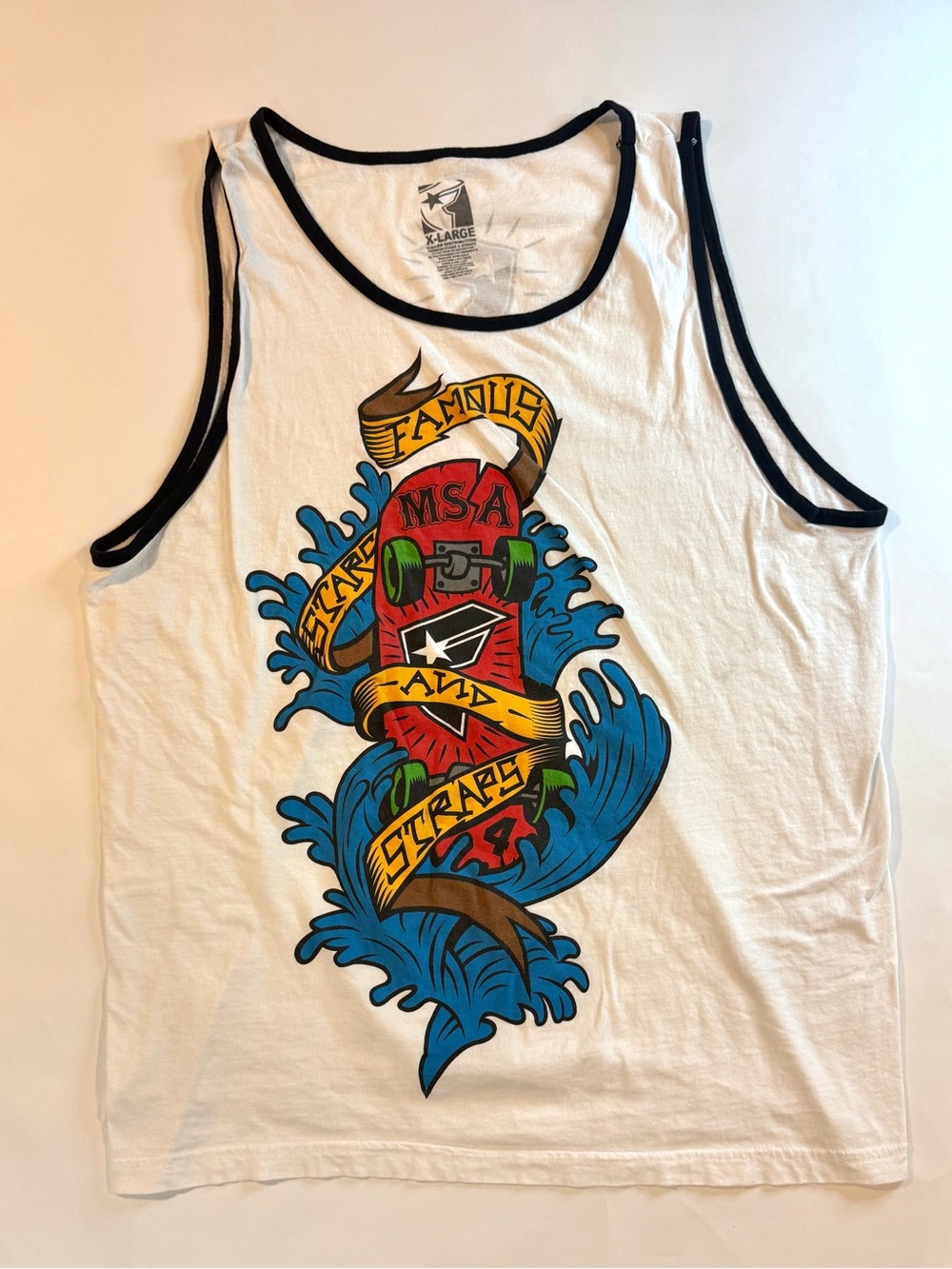 Vtg Y2K Famous Stars and Straps Graphic Tank Top White Size X-Large